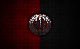 Atletico Paranaense FC, new logo, Serie A, red metal background