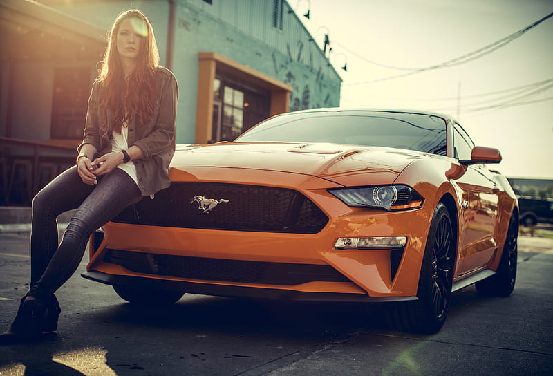 Women With Cars , women, carros, graphy, ford-mustang, HD wallpaper