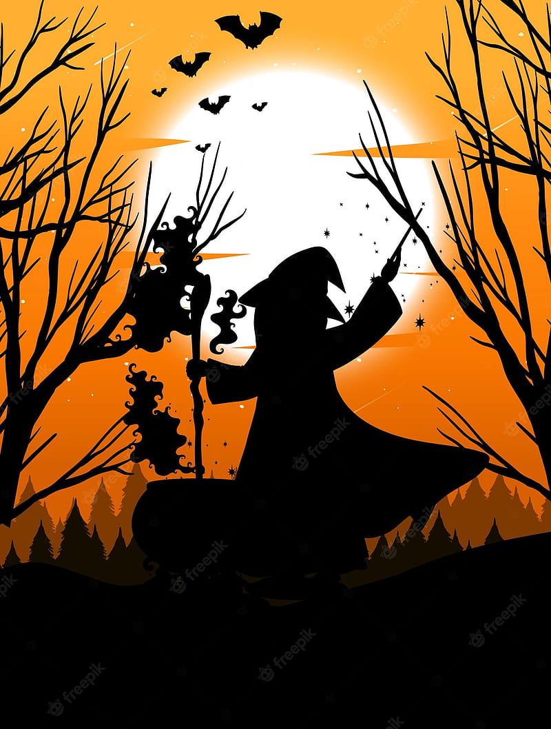 Witch silhouette . Vectors, Stock & PSD, Nature Witch, HD phone wallpaper