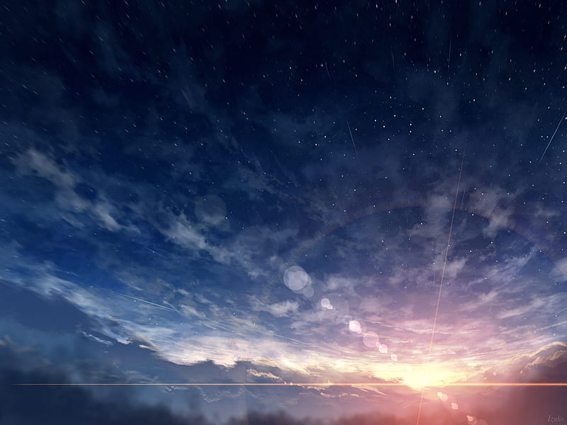 Anime, Original, Cloud, Sky, Starry Sky, Sunset, HD wallpaper