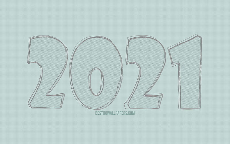 2021 new year 2021 sketch digits, 2021 concepts, 2021 on blue background, 2021 year digits, sketch art, Happy New Year 2021, HD wallpaper