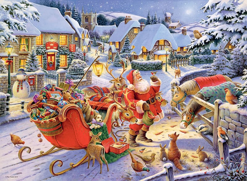 Christmas, beautiful, Paintings, Santa Clause, HD wallpaper