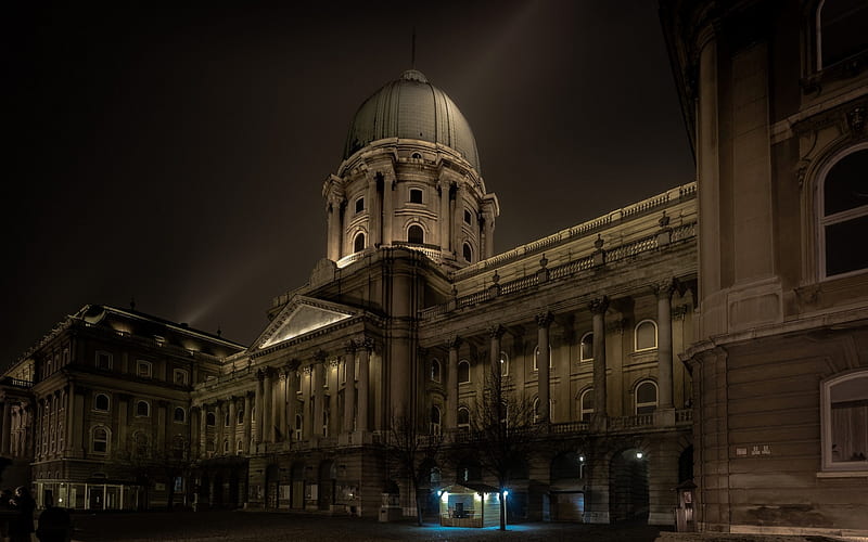 Budapest, night, Royal Palace, Buda Castle, attractions, Hungary, city lights, HD wallpaper