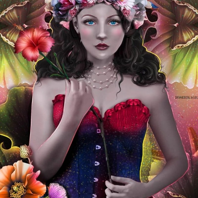 Portraitfloral Fantasy Lady Abstract Floral Hd Wallpaper Peakpx