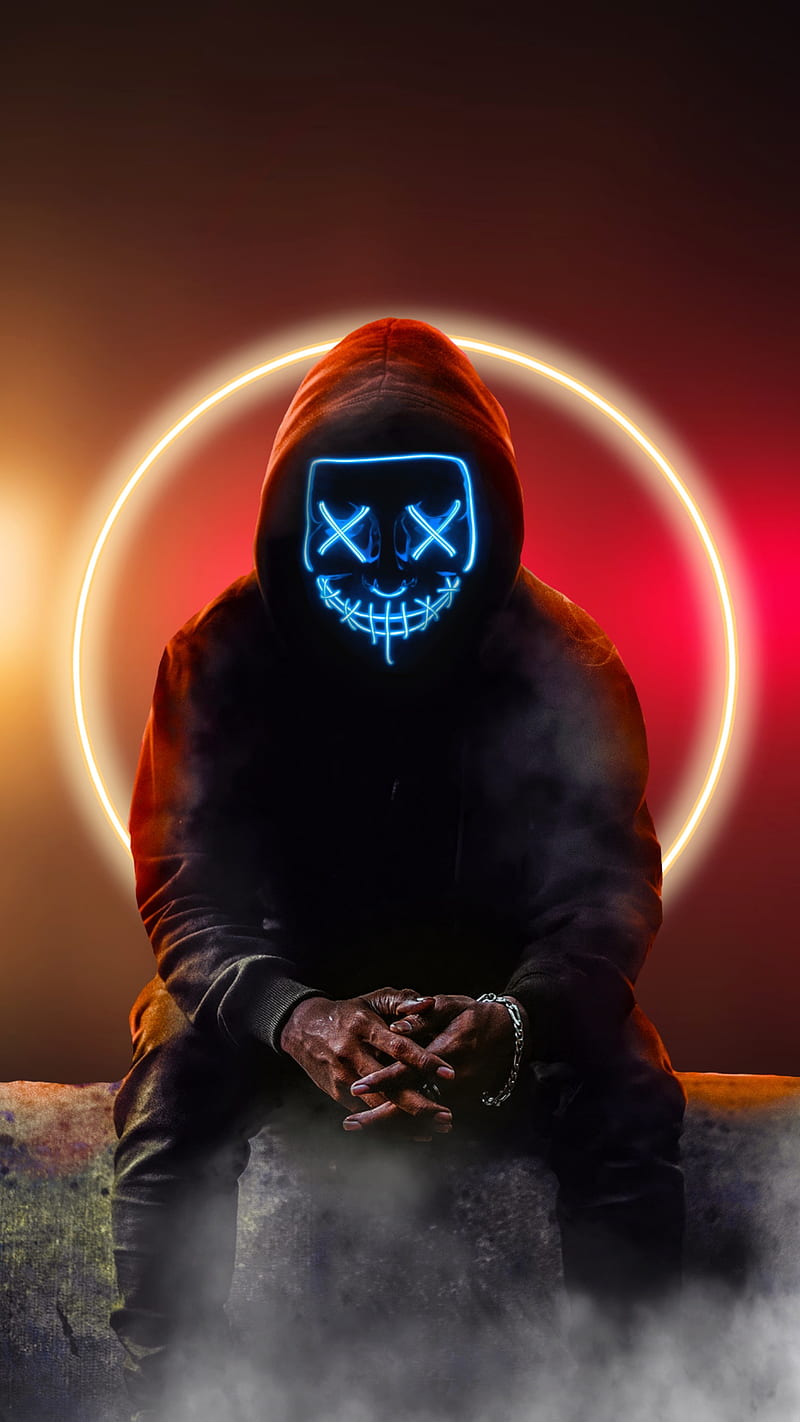 Neon mask wallpaper | Cool wallpapers for phones, Red and black wallpaper,  Scary wallpaper