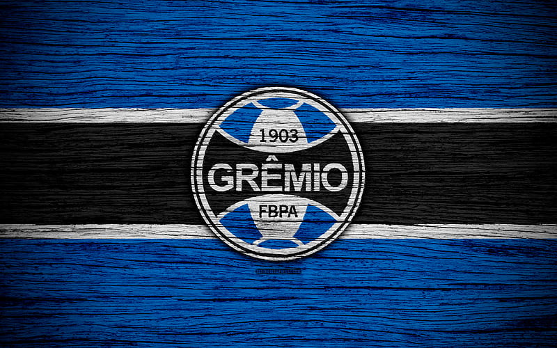 Gremio Brazilian Seria A, logo, Brazil, soccer, Gremio FC, football club, Gremio Porto Alegrense, wooden texture, FC Gremio, HD wallpaper