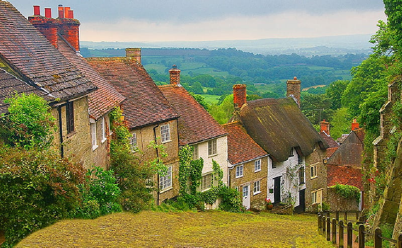 English Countryside, house, cottages, cottage, england, old, street, HD wallpaper