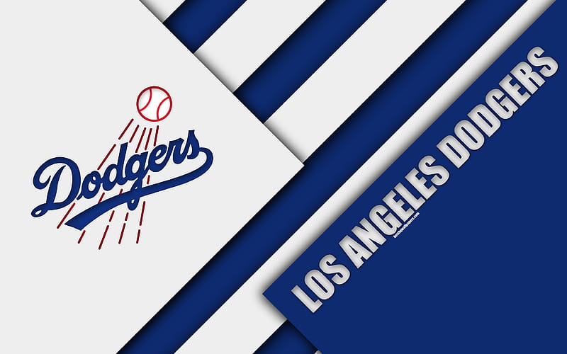 Los Angeles Dodgers, MLB white blue abstraction, logo, material design, American baseball club, Los Angeles, California, USA, Major League Baseball, HD wallpaper