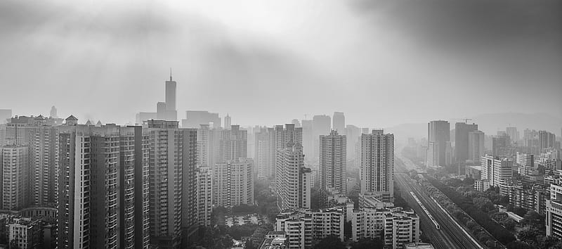 scale grey graphy of buildings, HD wallpaper
