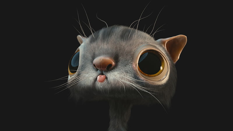 digital cat, 3d object, cute, 3D, HD wallpaper