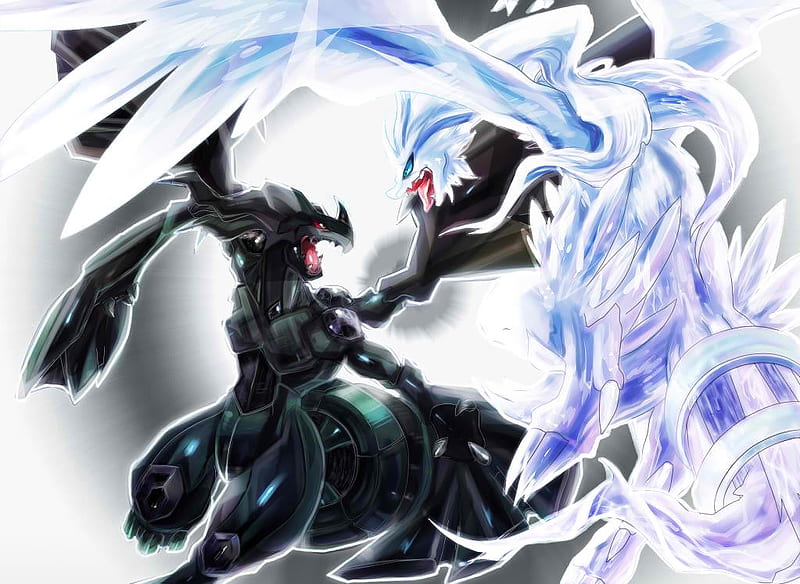 pokemon legendary battle, pokemon, legendary, cool, battle, unova, strong, awesome, reshiram, zekrom, HD wallpaper