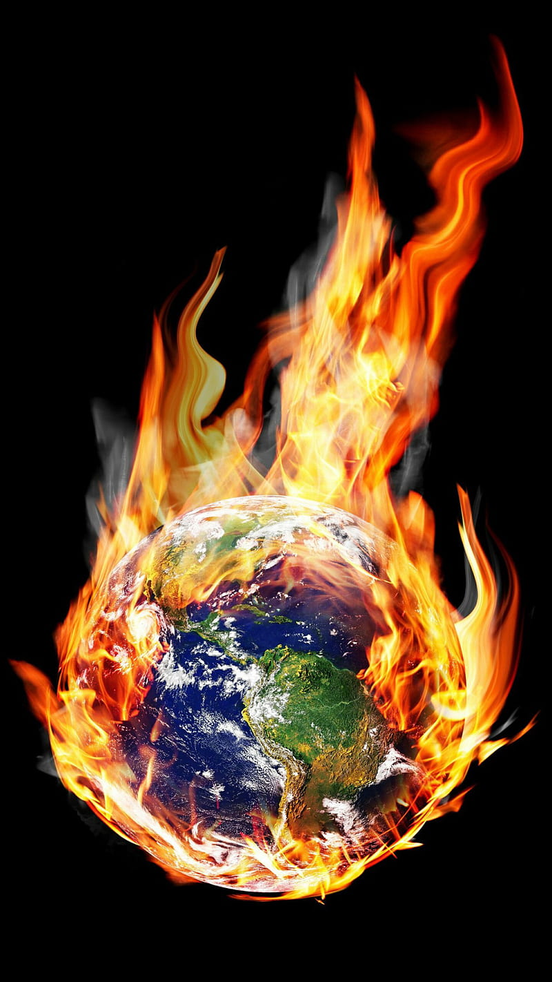Burning earth, burn, burning, earth, fire, planet, HD phone wallpaper