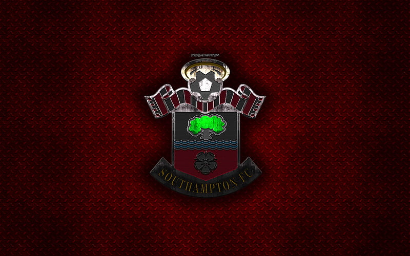 Southampton FC, English football club, red metal texture, metal logo, emblem, Southampton, England, Premier League, creative art, football, HD wallpaper