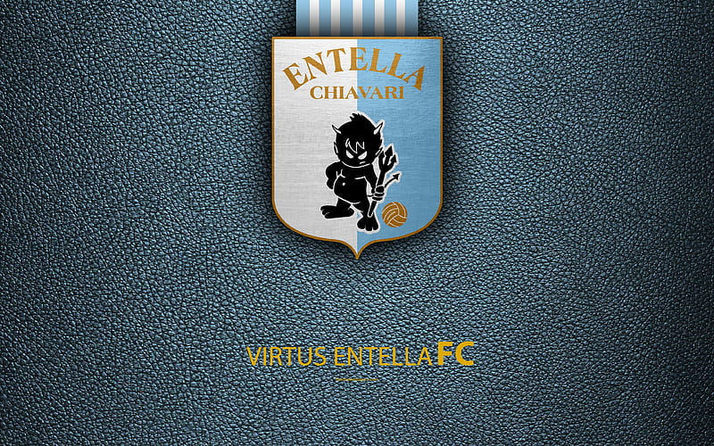 Virtus Entella FC Italian football club, logo, Chiavari, Italy, Serie B, leather texture, football, Italian Football Championships, HD wallpaper