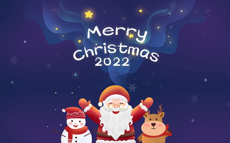 Merry Christmas 2022 Cartoon illustration Poster, HD wallpaper | Peakpx