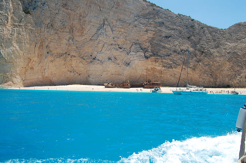 MV Panagiotis, Navagio Beach, underwater, ocean, Greek, wreck, beach, boat, Greece, sand, Zakynthos, water, blue, HD wallpaper