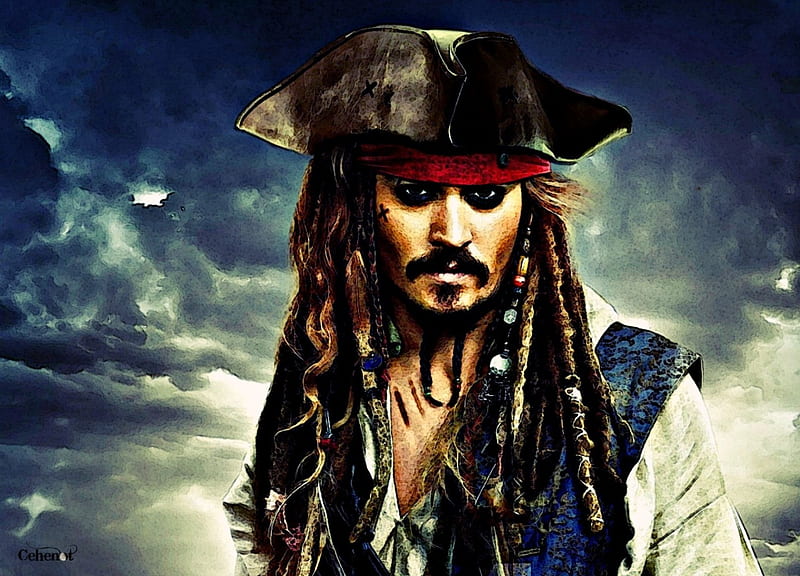 Captain Sparrow, red, art, Johnny depp, movie, man, by cehenot, hat,  pirates of the carraibean, HD wallpaper | Peakpx