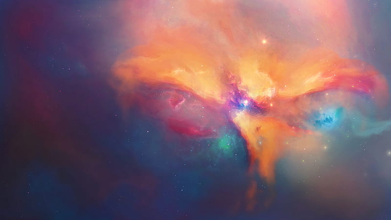 colorful nebula, galaxy, shiny stars, Space, HD wallpaper
