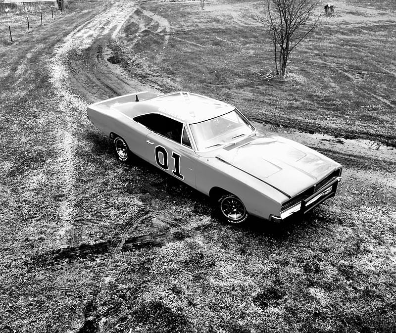 Bw General Lee, 1969, dodge charger, HD wallpaper