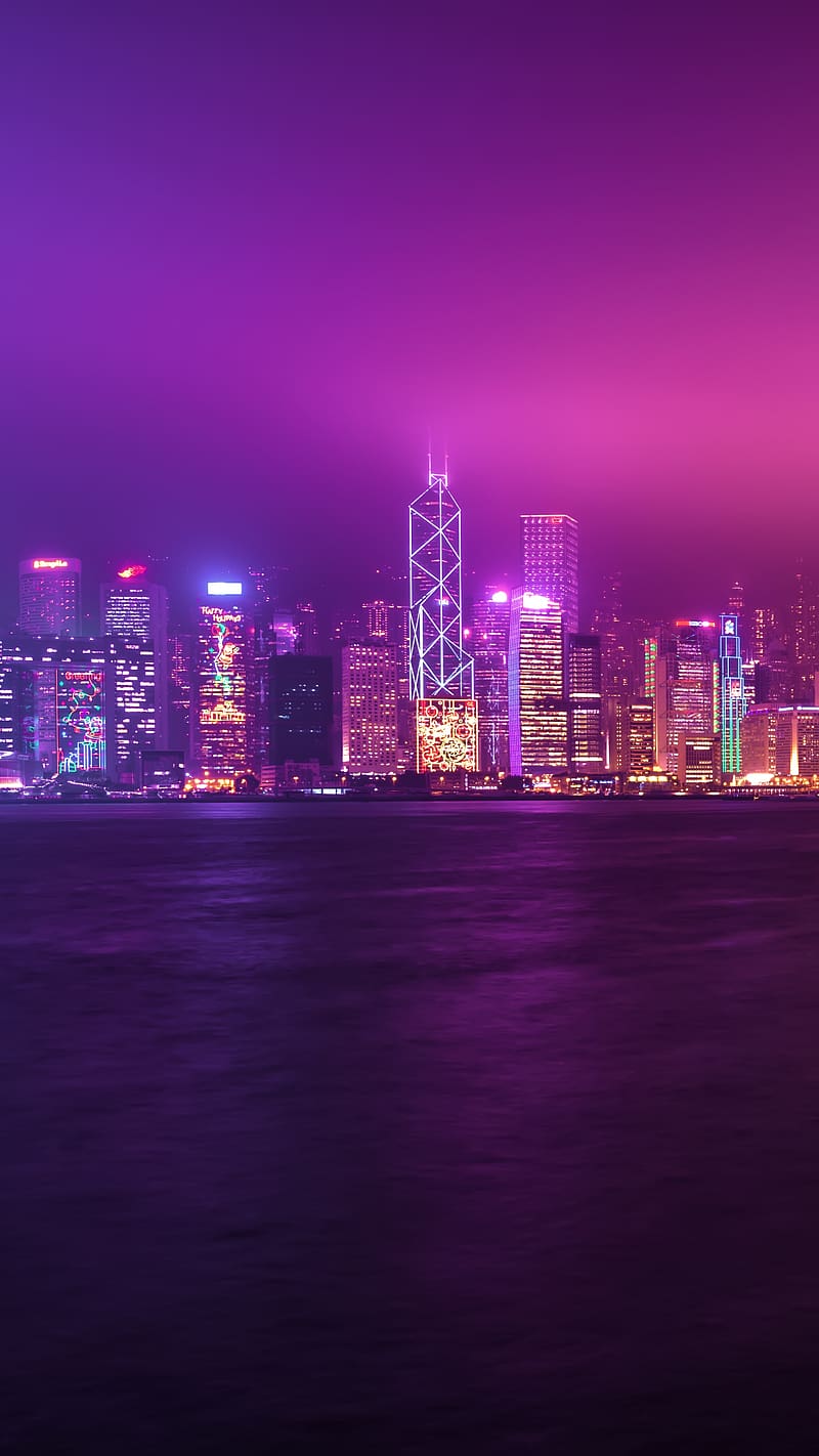 Cities, Night, Megapolis, China, Hong Kong, Skyline, HD phone wallpaper