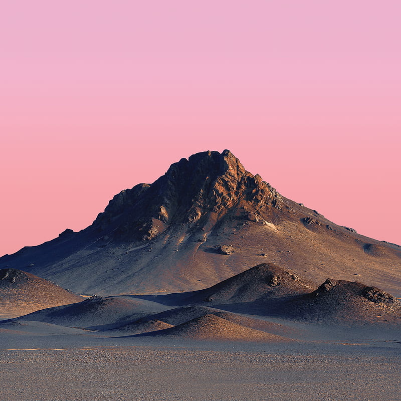 Pink n clean sky, hilltop, desert, sunset, nature, HD phone wallpaper