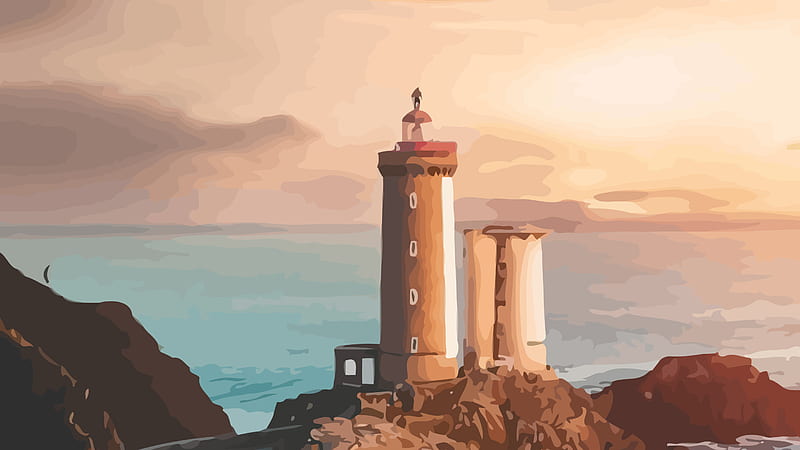 Lighthouse Artistic, lighthouse, artist, artwork, digital-art, HD wallpaper