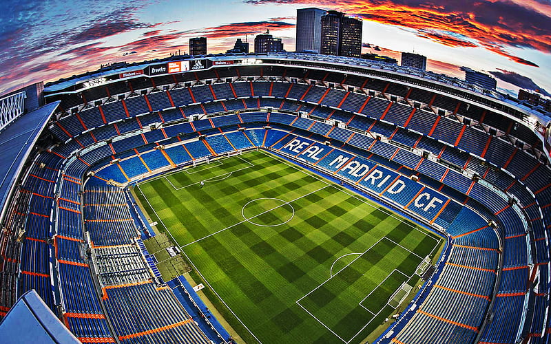 Santiago Bernabeu, Real Madrid CF Stadium, spanish football stadium in Madrid, Spain, football, La Liga, inside view from above, HD wallpaper