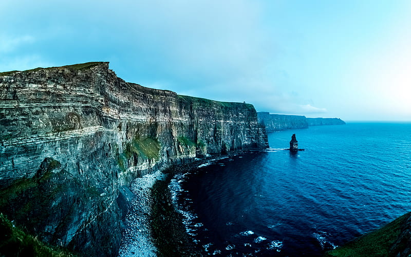 Liscannor coast, rocks, sea, County Clare, Ireland, Europe, HD wallpaper