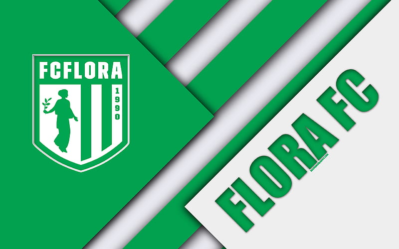 FC Flora Estonian football club, logo, material design, green white abstraction, Meistriliiga, Tallinn, Estonia, football, Estonian football league, HD wallpaper