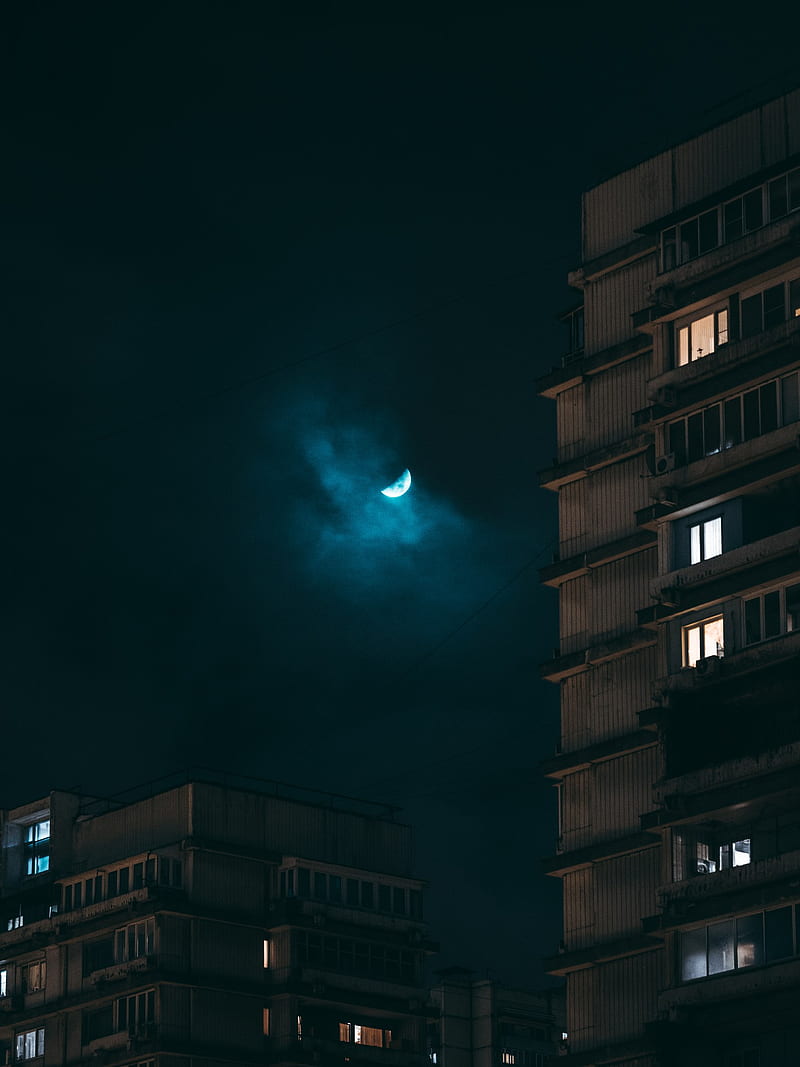 urban, city, night, moon phases, HD phone wallpaper