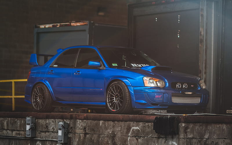 Subaru Impreza WRX STI stance, blue Impreza, tuning, japanese cars, Impreza WRX STI, Subaru, HD wallpaper