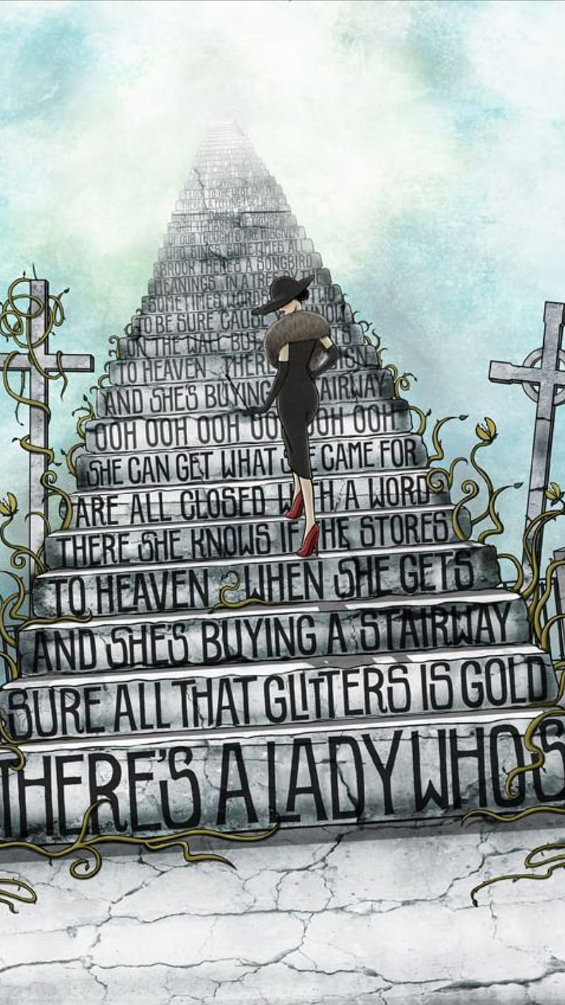 Stairway to heaven, cross, girl, led, letters, music, song, stair, word, zeppelin, HD phone wallpaper