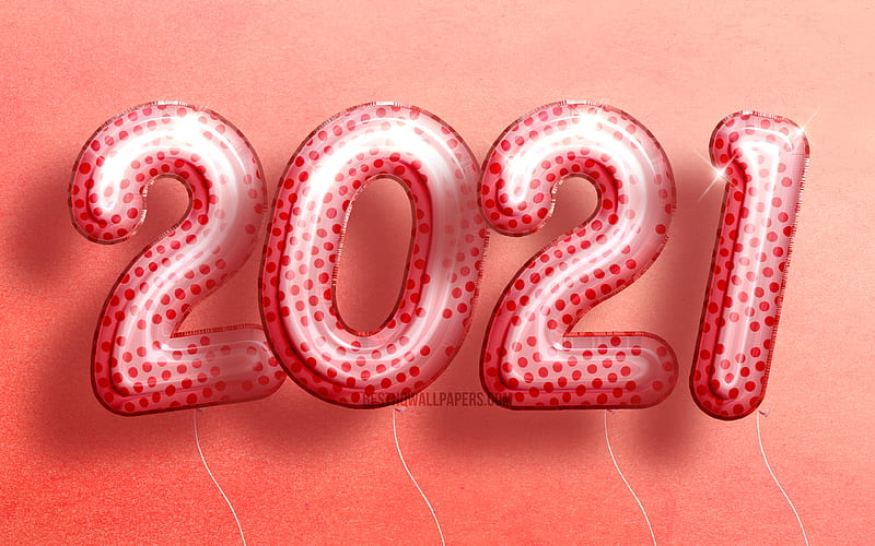 Happy New Year 2021, pink realistic balloons, 3D art, 2021 pink digits, 2021 concepts, 2021 new year, 2021 on pink background, 2021 year digits, 2021 New Year, HD wallpaper