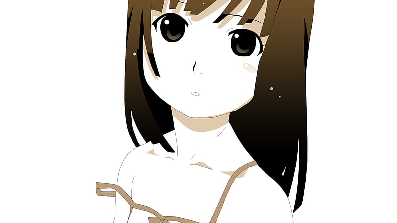 Sengoku Nadeko, brown hair, brown eyes, sexy, bakemonogatari, cute, girl, anime, long hair, vector, HD wallpaper