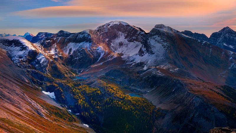 Beautiful Scenery Of Mountain Peaks Under White Sky Nature, HD wallpaper