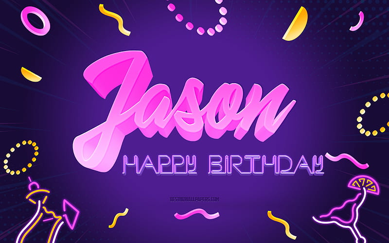 Happy Birtay Jason Purple Party Background, Jason, creative art, Happy Jason birtay, Jason name, Jason Birtay, Birtay Party Background, HD wallpaper