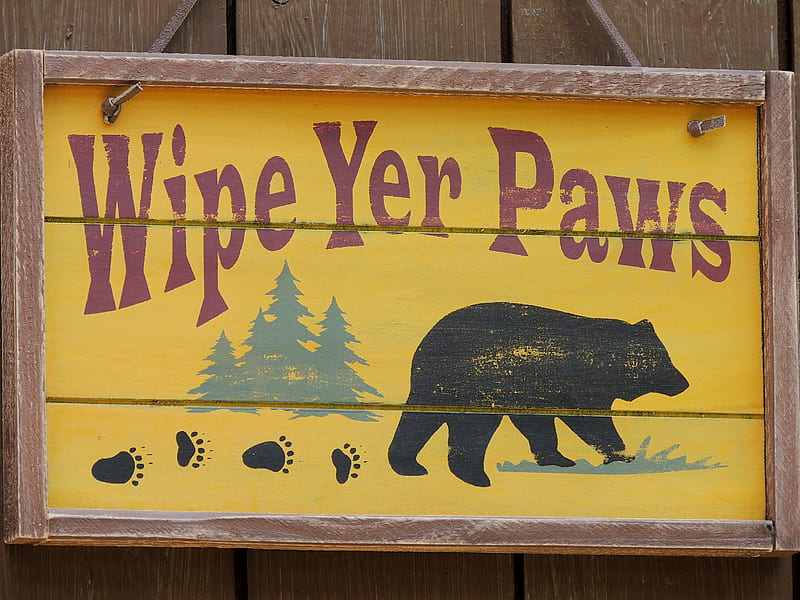 Wipe Yer Paws, Abstract, graphy, Bear, Sign, HD wallpaper
