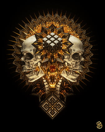 billelis, dark, religion, death, skull, gold, HD phone wallpaper