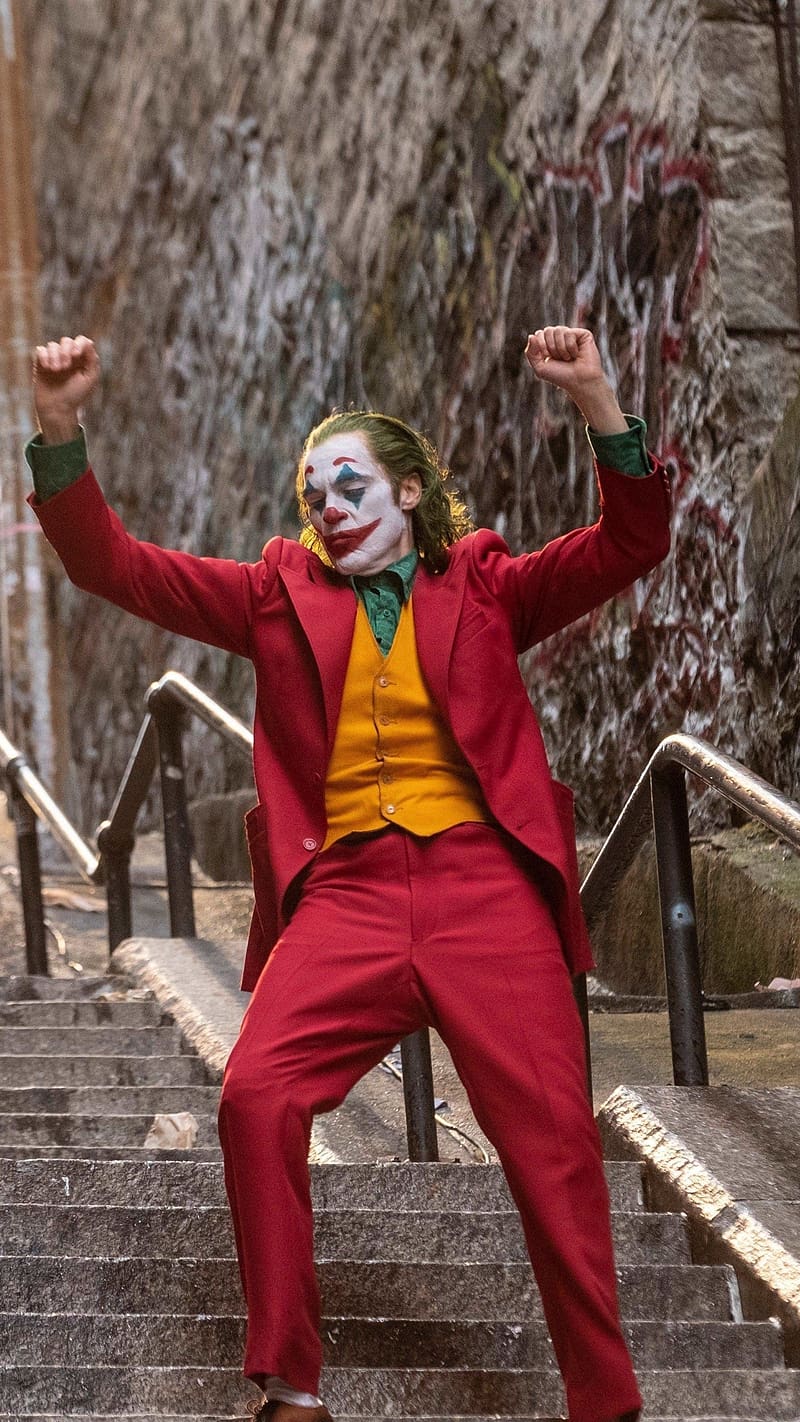Joker , Dance On The Steps, dance, steps, red blazer, pose, actor, HD phone wallpaper