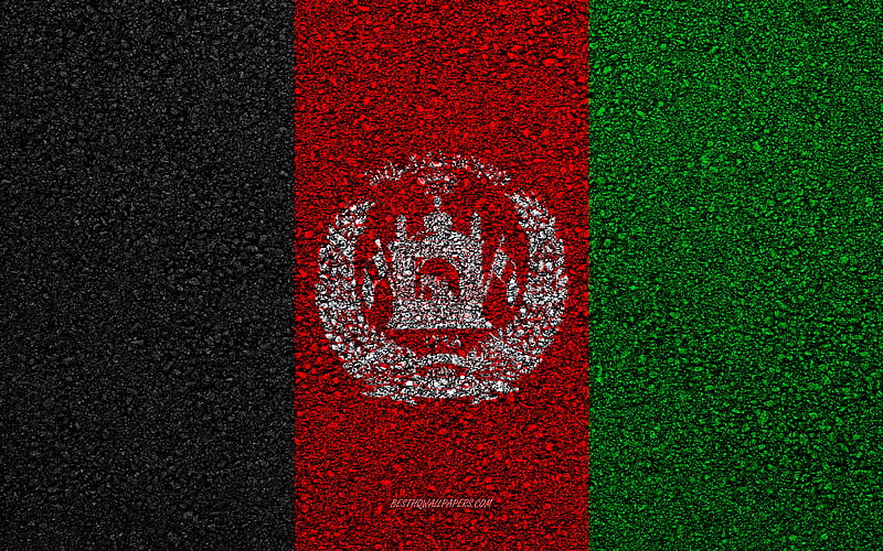 Flag of Afghanistan, asphalt texture, flag on asphalt, Afghanistan flag, Asia, Afghanistan, flags of Asia countries, HD wallpaper