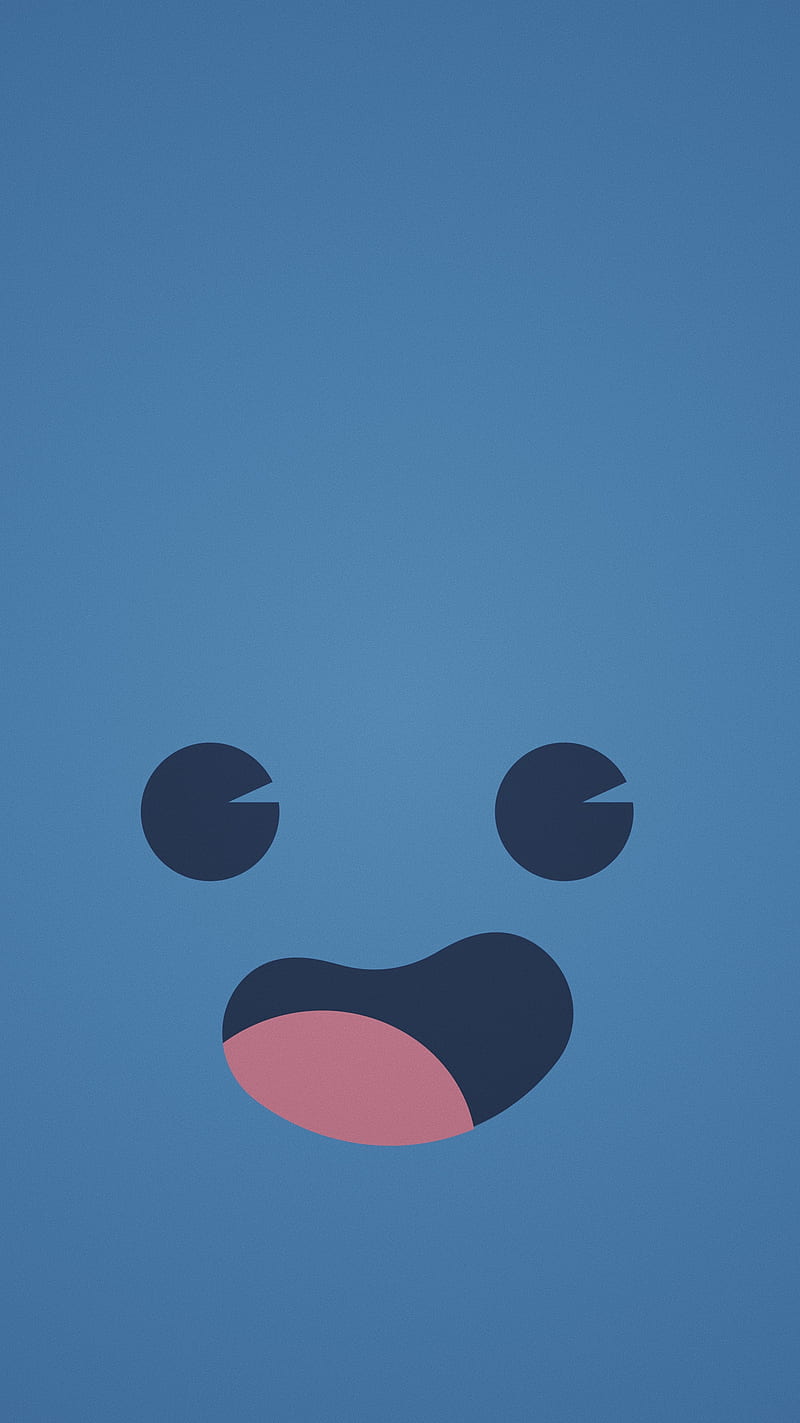 Flat Funny Face, Phone, blue, cartoon, drawn, HD phone wallpaper