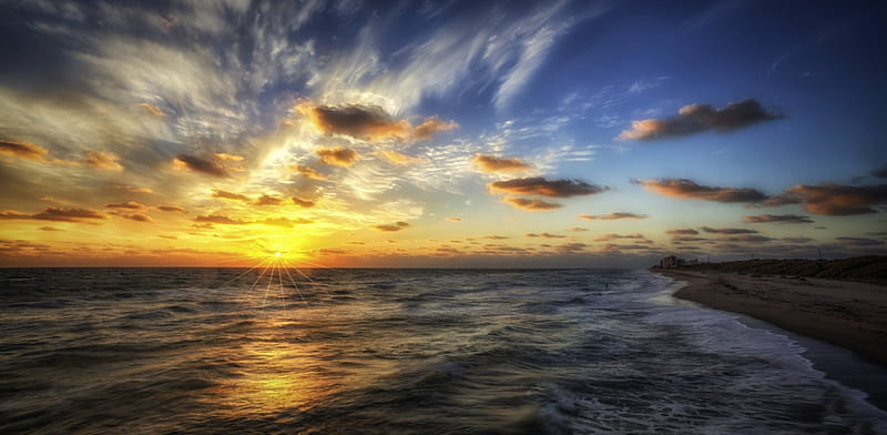 Beautiful sunset over the ocean *, dark, ocean, nature, sunset