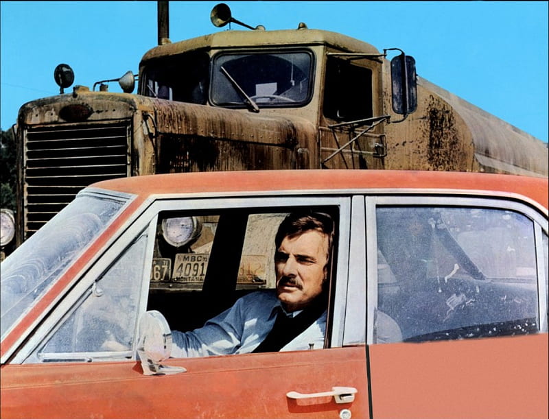 Duel- the movie with Dennis weaver, chase, truck, harass, car, HD wallpaper