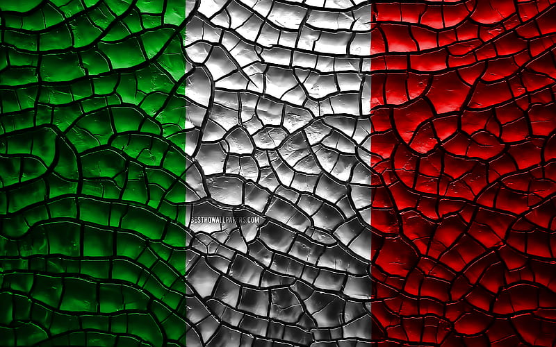 Flag of Italy cracked soil, Europe, Italian flag, 3D art, Italy, European countries, national symbols, Italy 3D flag, HD wallpaper