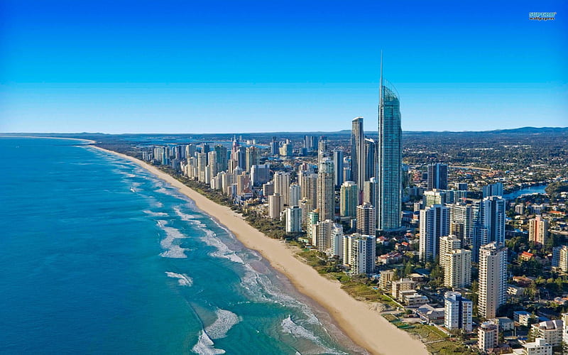 gold coast australia, australia, beach, gold, coast, HD wallpaper