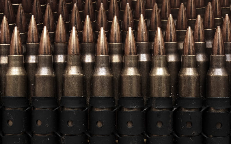cartridges, bullets, machine-gun belt, background with bullets, ammunition background, HD wallpaper