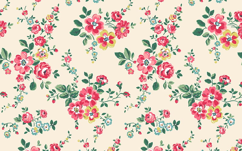 Texture, pattern, green, flower, paper, white, pink, HD wallpaper