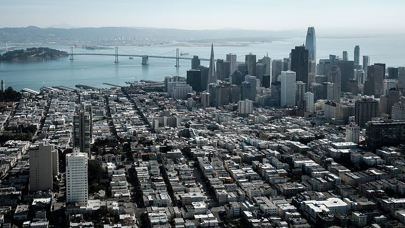 San Francisco, architecture, USA, buildings, America, Aerial, modern, city, Golden Gate Bridge, Bridge, Skyscrapers, skyline, city skyline, US, HD wallpaper