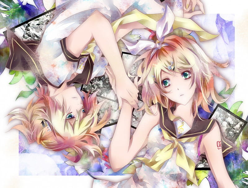~Siblings~, vocaloid, anime, siblings, blonde, rin and len kagamine, HD wallpaper