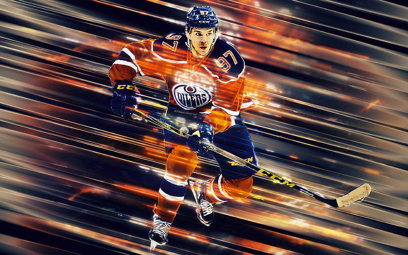 Connor McDavid Canadian hockey player, line art, NHL, Edmonton Oilers, striker, hockey, Edmonton, Canada, National Hockey League, HD wallpaper